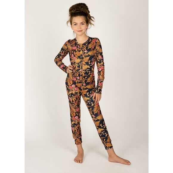 Joyfolie Mia Joy Girl’s Mallorca Onesie in Slate Floral Size 7 - Picture 1 of 6